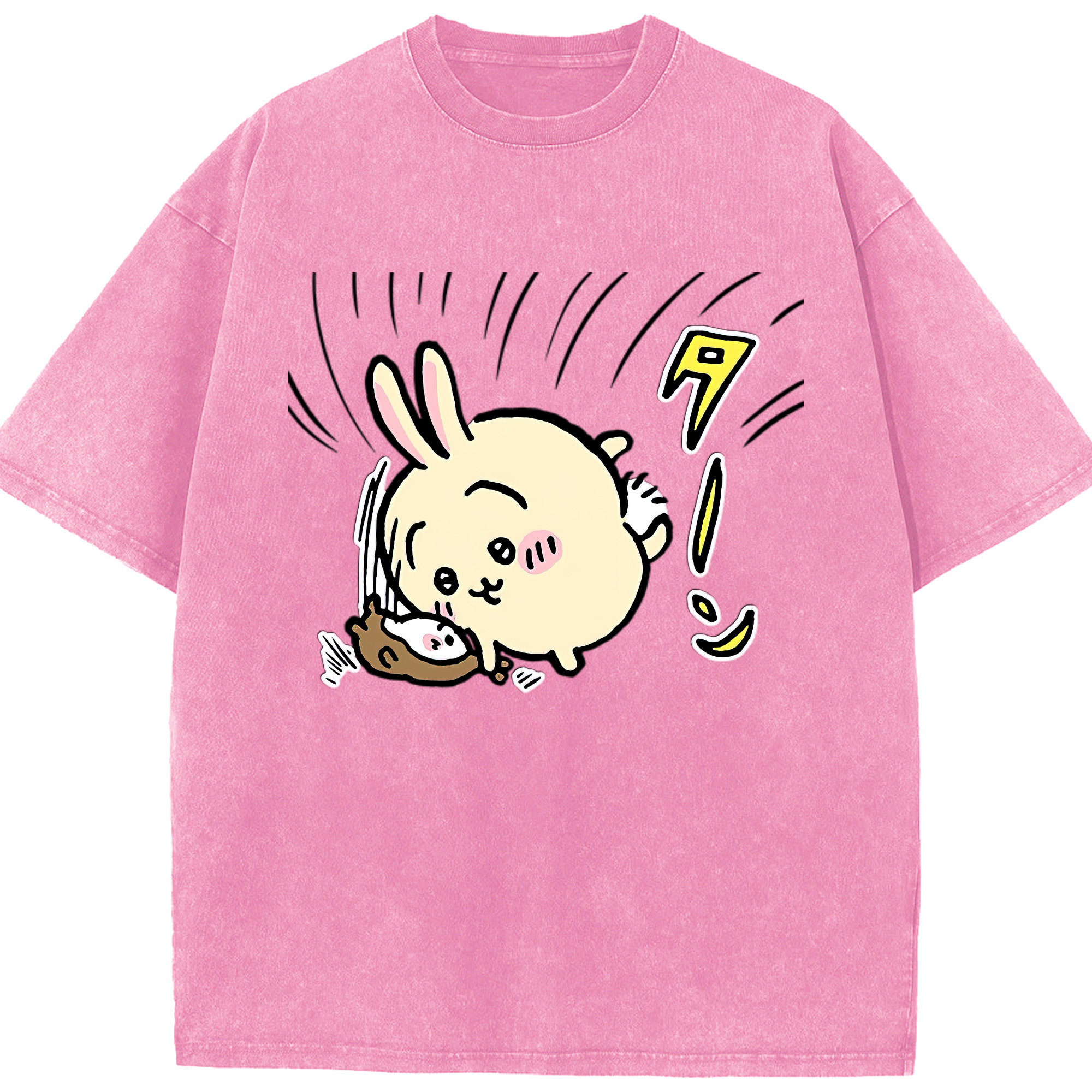 （画像用） ちいかわ うさぎ Chii-kawa usagi 綿100% ヴィンテージ風 半袖Tシャツ（フロントプリント）